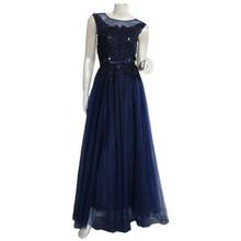Navy Blue Net Embroidered Gown For Women
