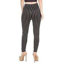 Infispace Women's Soft High Waist Striped Lycra Jegging (Black and