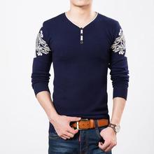 Autumn Spring Casual Men's Sweater V-Neck Striped Slim Fit