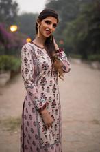 Paislei beige kurti with flower design for winter