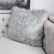 Mongolian Faux Fur Square Throw Cushion Cover (16 x 16 inches)