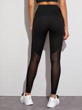 Contrast Mesh Solid Sports Leggings