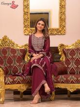 Dark Purple Straight Kurti With Garara And Shawl Set From Aamayra Fashion House