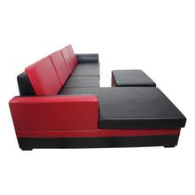 Sunrise Furniture L-Shape Wooden 5 Seater Sectional Couch Sofa With Leg Rest - Red/Black