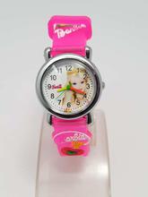 Barbie Rubber Strap Analog Watch with Sticker Book For Kids