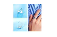 925 Silver Cute Mermaid Fishtail Open Adjustable Finger Ring