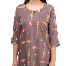 Grey Round Neck Designed Kurti For Women