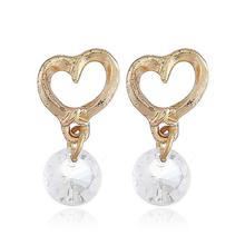 Gold Toned Zircon Heart Shaped Earrings For Women