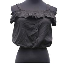 Women Shoulder Crop Tops - Black