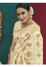 Stylee Lifestyle Cream  Banarasi Silk Jacquard Saree -1525