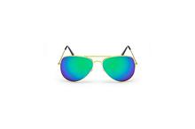 Aviator Flat Mirror Lenses Sunglasses - Blue/Green