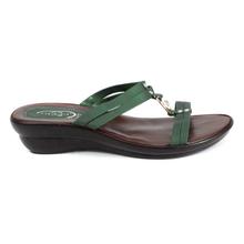 Green PU Wedge Heel Slide Shoes For Women