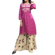 Purple Kurthi With Flair Pants