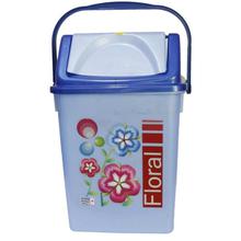 Bagmati Blue Printed Plastic Swing Bin With Handle