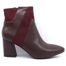 DMK 65673 Double Textured Heeled Ankle Boots For Women - Maroon