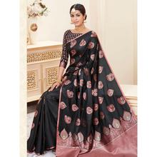 Stylee Lifestyle Grey Banarasi Silk Jacquard Saree - 2120