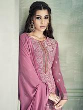 Stylee Lifestyle Pink Georgette Embroidered Dress Material (2192)