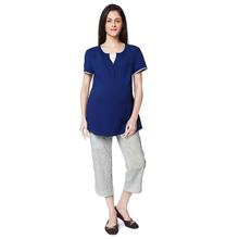 Nine Maternity Pyjama Set In Royal Blue-(SETSNW16-5359)