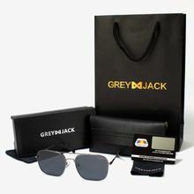 GREY JACK 1020-C1 Matte Black Metal Frame With Black Lens Polarized Aviator Sunglass (Unisex)