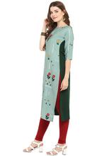 Women Floral Printed Straight Kurtis – Green