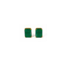 Rectangle Emerald Stud Earrings