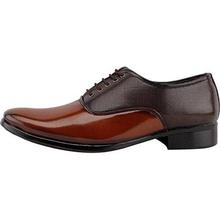 DEEKADA Men's Brown and Tan Patent Leather Formal Shoes for Men's +