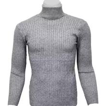 Grey High Neck Sweater For Men