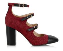 Yull Red/Black Battersea Strappy Block Heels For Women