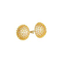 Round Stone Studded Gold Plated Ear Studs For Women