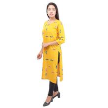 Yellow Round Neck Designed Kurti For Women