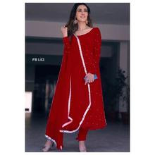 Embroidered Party Wear Gown For Women-Red