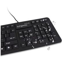 Sungwoo Foldable Silicone USB Wired Standard Waterproof Rollup Keyboard For PC Notebook Laptop, Full Size (Black)