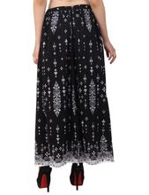 Pkshee  Black Printed Cotton Skirt For Women