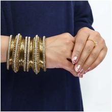 Golden Rhinestone Embellished Bangles Set