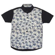 White/Navy Palm Trees Printed Shirt For Boys