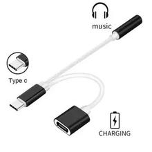 2 in 1 USB C Type C to 3.5mm Headphone Audio Aux Jack & Charge Adapter Cable Converter