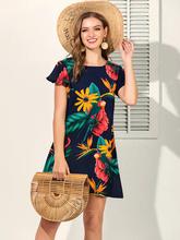 Floral Print Butterfly Sleeve Dress
