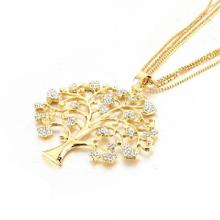 Gold Color Tree Of Life Necklace With Austrian Crystals