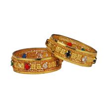 Navratna Bow Golden Bangles 1 Pair