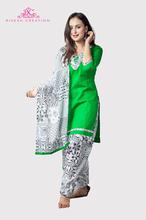 Women Pure Cotton Kurti & Printed Patiala Set – Green