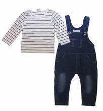 Jeans Rocky Pant With White Striped T-shirt For Both Girl and Boy
