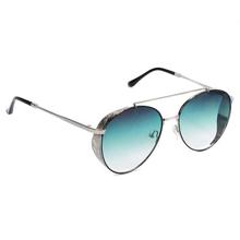 Silver Metal Stylish Design Frame with Light Green Gradient Oval Aviator Sunglasses