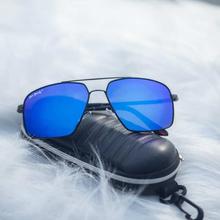 Men square Polarized Curve Oversized Sunglass : -Dark Blue