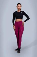 Deep Plum Polyester/Elastane Aspire Leggings For Women