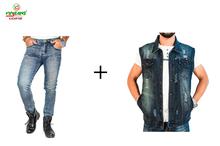 Virjeans Denim (Jeans) Choose Pant Dark and Half Jeans Jacket - Combo Dashain Offer