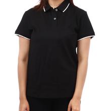 Yearcon Black Cotton Half Sleeves Polo T-Shirt For Women