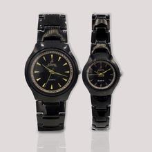 Supa Black Dial With Black Strap Round Shape Casual Couple Watch