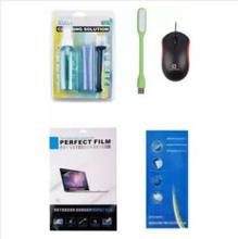 Combo Of Screen Guard + Keyboard Guard + USB Mouse + LED Light + Cleaning Kit For 14.6" Laptop