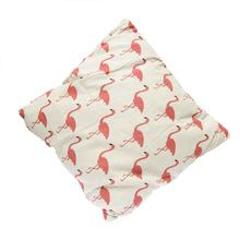 Flamingo Print Linen Cushion (Beige)