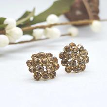 Golden Stone Studded Flower Designed Ear Studs for Women